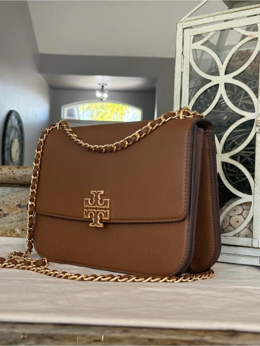 New Tory Burch Britten adjustable shoulder Leather bag with Matching Wallet